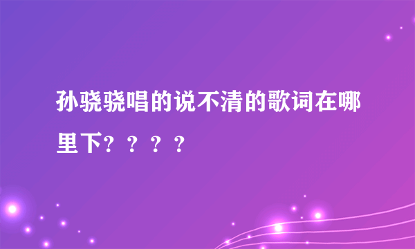 孙骁骁唱的说不清的歌词在哪里下？？？？