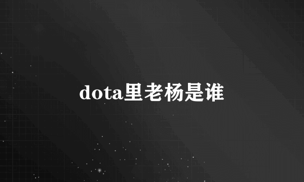 dota里老杨是谁