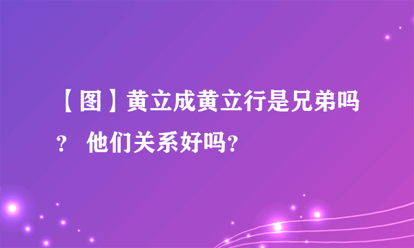 【图】黄立成黄立行是兄弟吗？ 他们关系好吗？