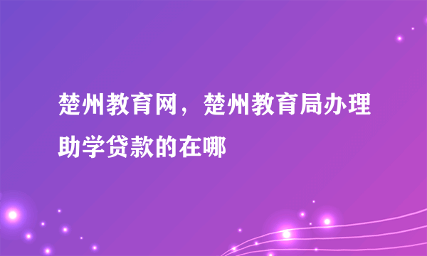 楚州教育网，楚州教育局办理助学贷款的在哪