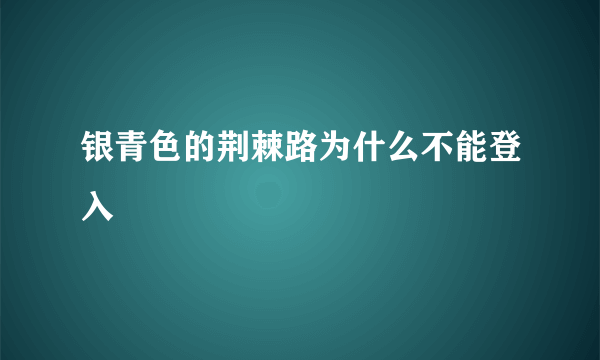 银青色的荆棘路为什么不能登入