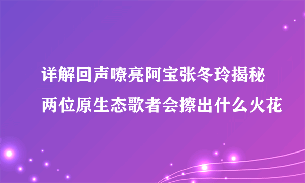 详解回声嘹亮阿宝张冬玲揭秘两位原生态歌者会擦出什么火花