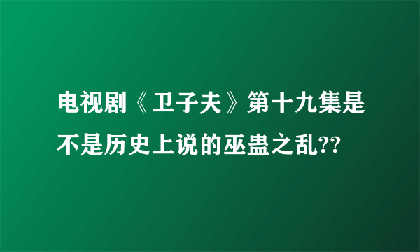 电视剧《卫子夫》第十九集是不是历史上说的巫蛊之乱??