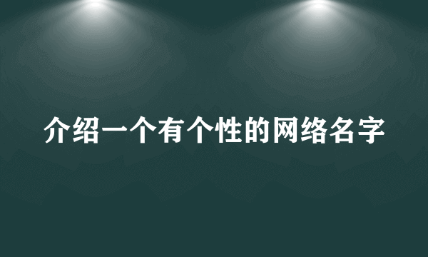 介绍一个有个性的网络名字