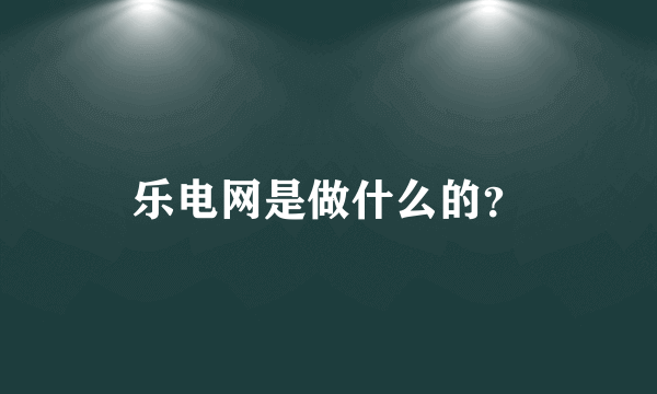 乐电网是做什么的？