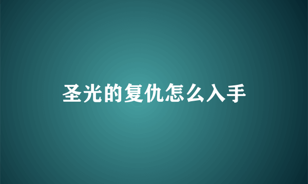 圣光的复仇怎么入手