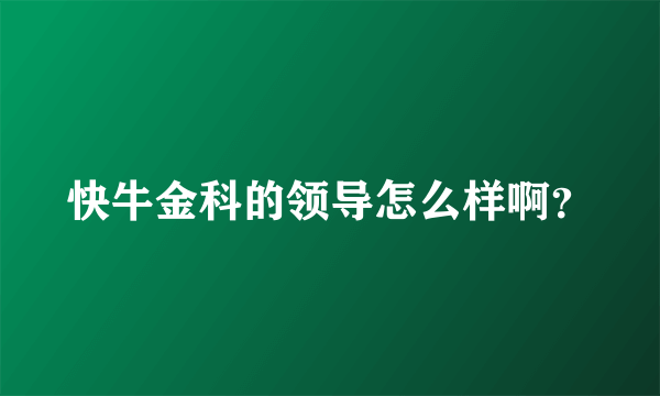 快牛金科的领导怎么样啊？