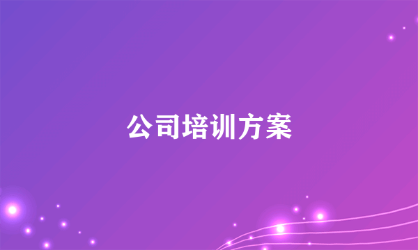 公司培训方案