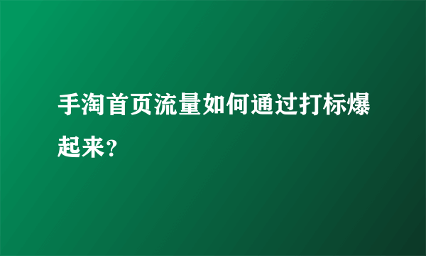 手淘首页流量如何通过打标爆起来？