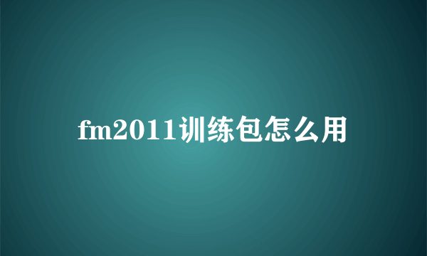 fm2011训练包怎么用