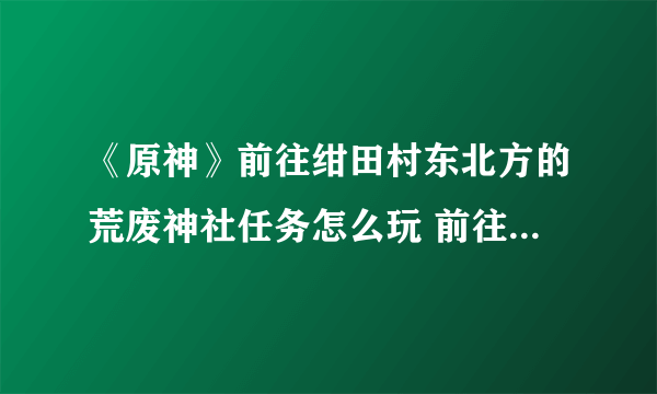 《原神》前往绀田村东北方的荒废神社任务怎么玩 前往绀田村东北方的荒废神社任务制作方法教程