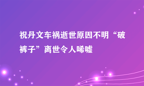 祝丹文车祸逝世原因不明“破裤子”离世令人唏嘘