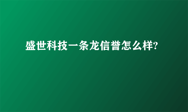 盛世科技一条龙信誉怎么样?