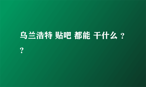 乌兰浩特 贴吧 都能 干什么 ？？