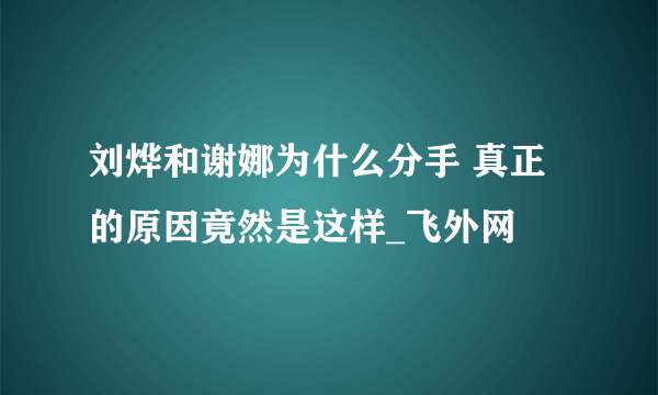 刘烨和谢娜为什么分手 真正的原因竟然是这样_飞外网