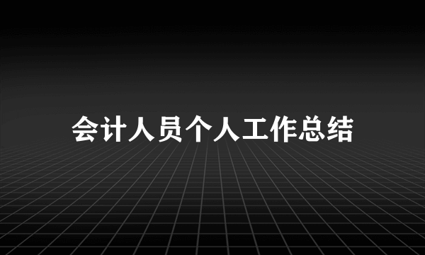 会计人员个人工作总结