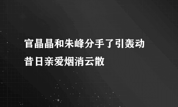 官晶晶和朱峰分手了引轰动  昔日亲爱烟消云散