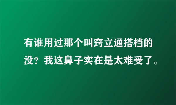 有谁用过那个叫窍立通搭档的没？我这鼻子实在是太难受了。