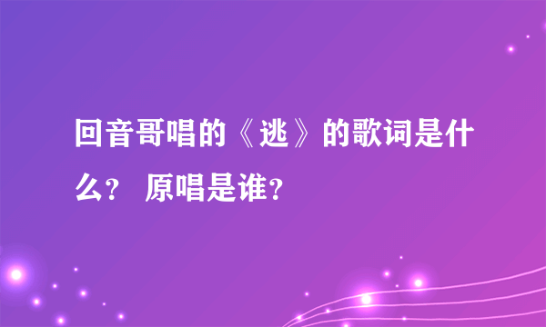 回音哥唱的《逃》的歌词是什么？ 原唱是谁？