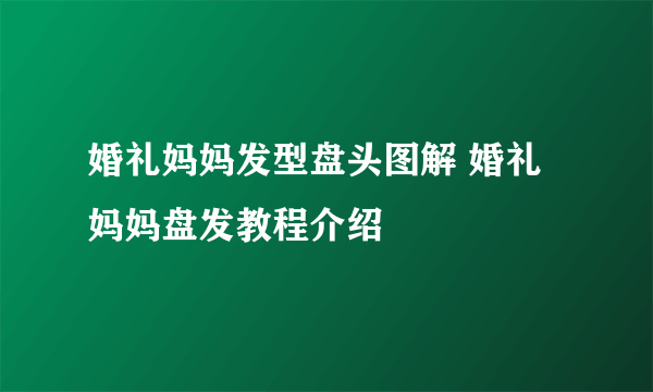 婚礼妈妈发型盘头图解 婚礼妈妈盘发教程介绍