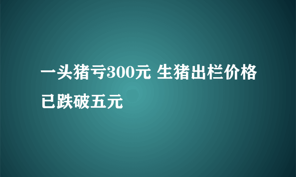 一头猪亏300元 生猪出栏价格已跌破五元