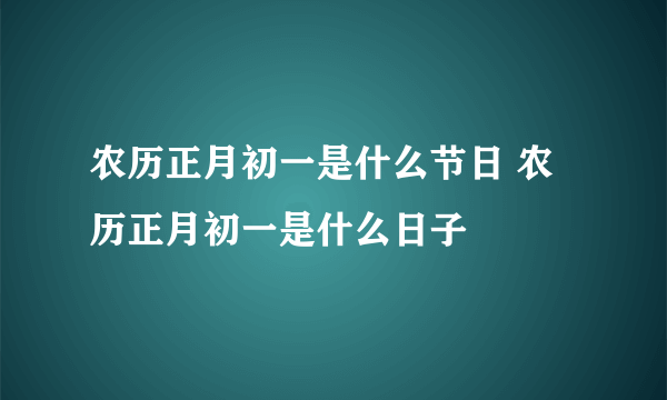 农历正月初一是什么节日 农历正月初一是什么日子