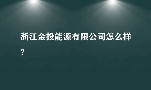 浙江金投能源有限公司怎么样？