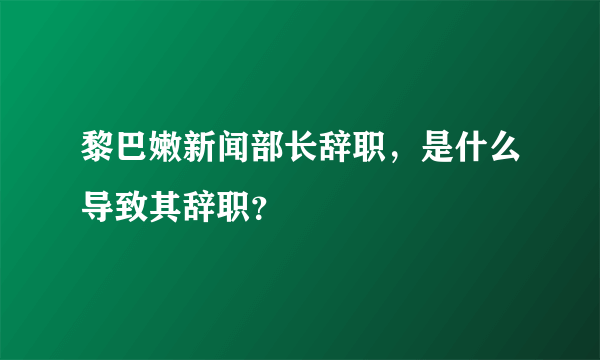 黎巴嫩新闻部长辞职，是什么导致其辞职？