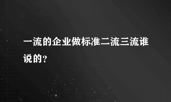 一流的企业做标准二流三流谁说的？