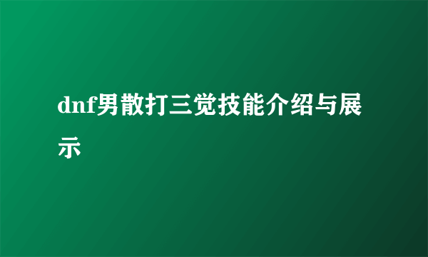 dnf男散打三觉技能介绍与展示