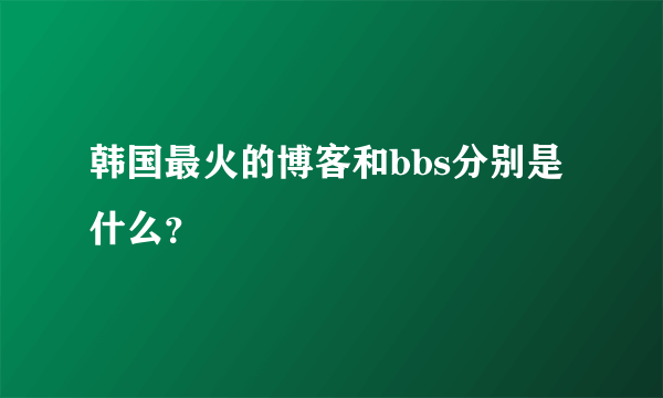 韩国最火的博客和bbs分别是什么？