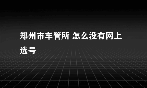 郑州市车管所 怎么没有网上选号