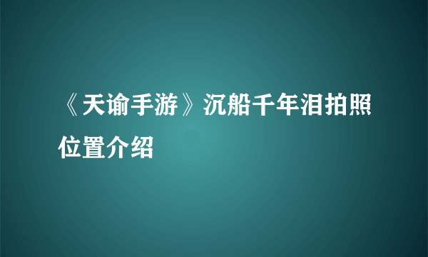 《天谕手游》沉船千年泪拍照位置介绍