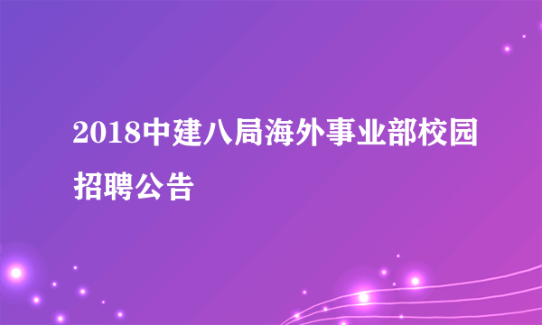 2018中建八局海外事业部校园招聘公告