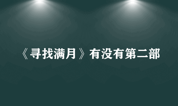 《寻找满月》有没有第二部