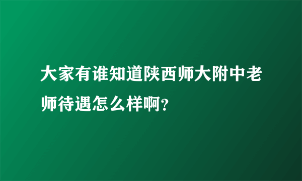 大家有谁知道陕西师大附中老师待遇怎么样啊？