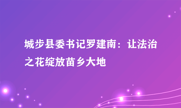 城步县委书记罗建南：让法治之花绽放苗乡大地