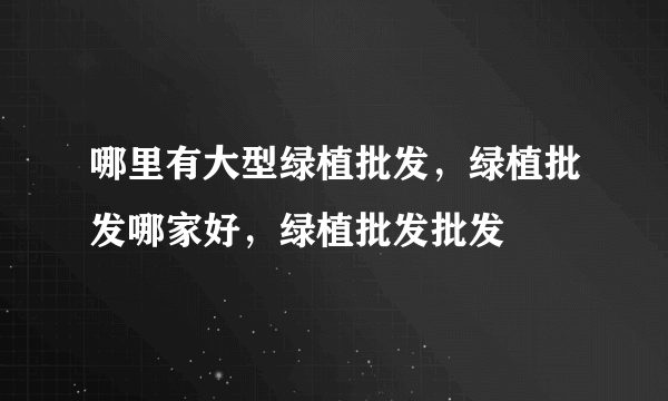 哪里有大型绿植批发，绿植批发哪家好，绿植批发批发