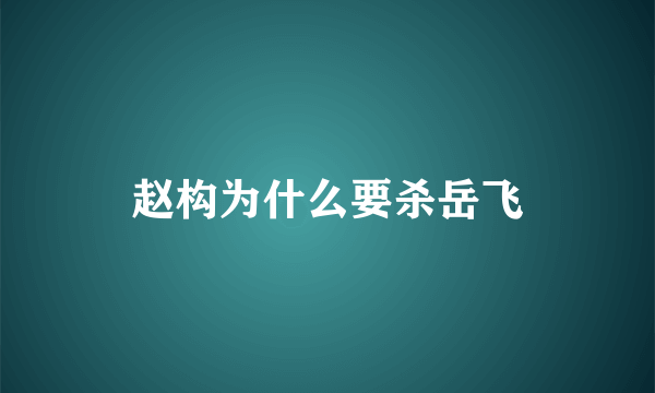 赵构为什么要杀岳飞