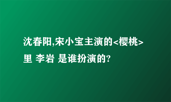 沈春阳,宋小宝主演的<樱桃>里 李岩 是谁扮演的?