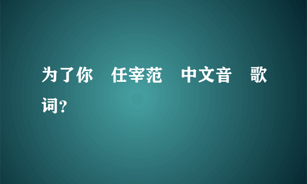 为了你　任宰范　中文音　歌词？