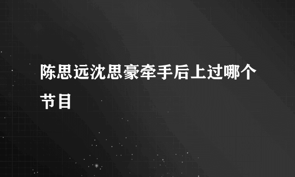 陈思远沈思豪牵手后上过哪个节目