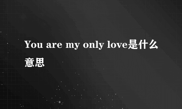 You are my only love是什么意思