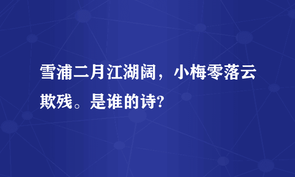 雪浦二月江湖阔，小梅零落云欺残。是谁的诗?