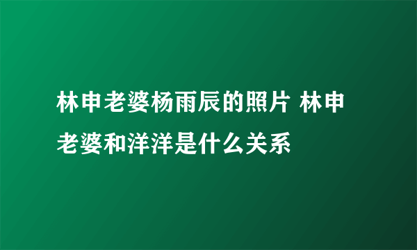 林申老婆杨雨辰的照片 林申老婆和洋洋是什么关系