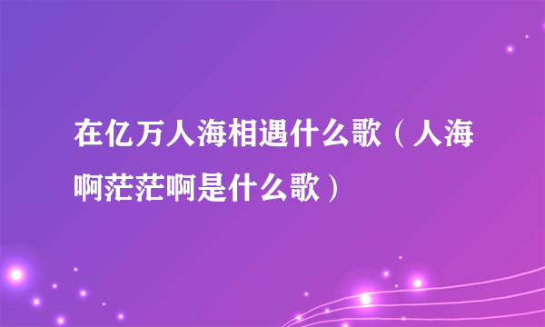 在亿万人海相遇什么歌（人海啊茫茫啊是什么歌）