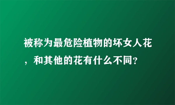 被称为最危险植物的坏女人花，和其他的花有什么不同？