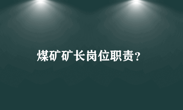 煤矿矿长岗位职责？