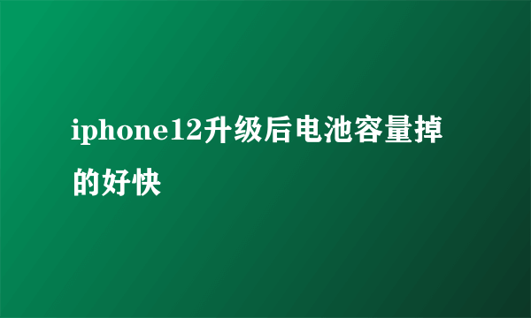 iphone12升级后电池容量掉的好快