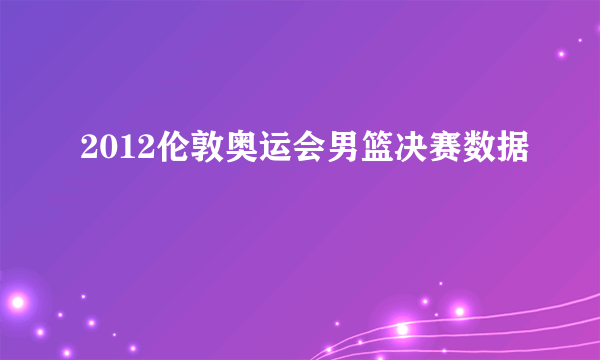 2012伦敦奥运会男篮决赛数据